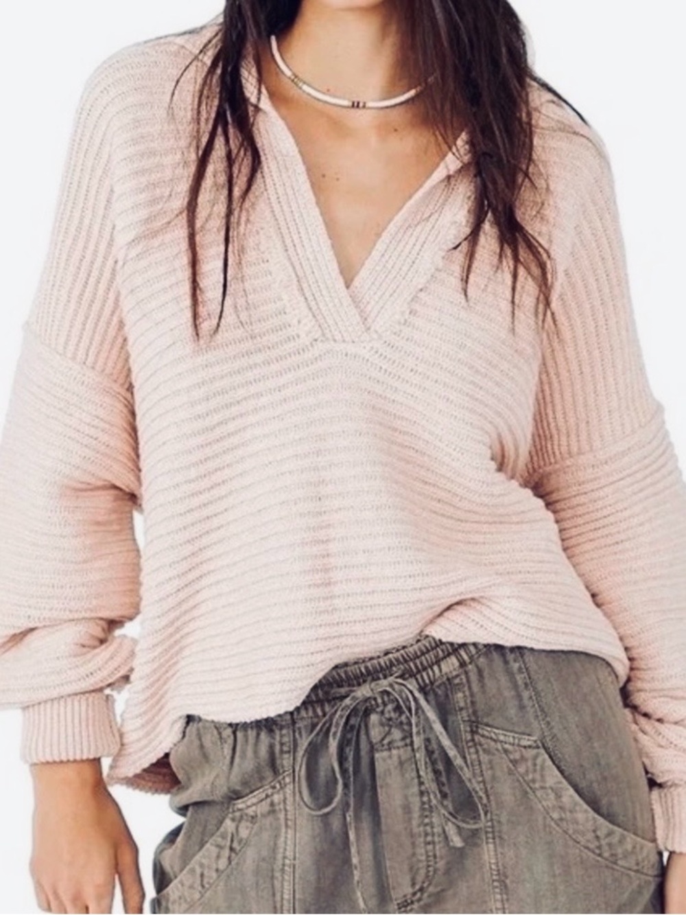 Free People Marie Pullover Rose Taupe Sweater Size M